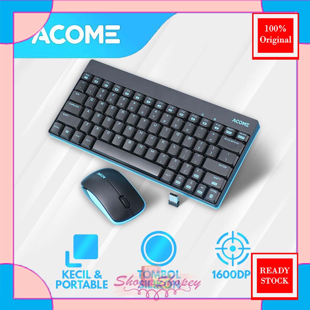 Acome Keyboard &amp; Mouse Wireless Portable 1600DPI Silikon AKM2000