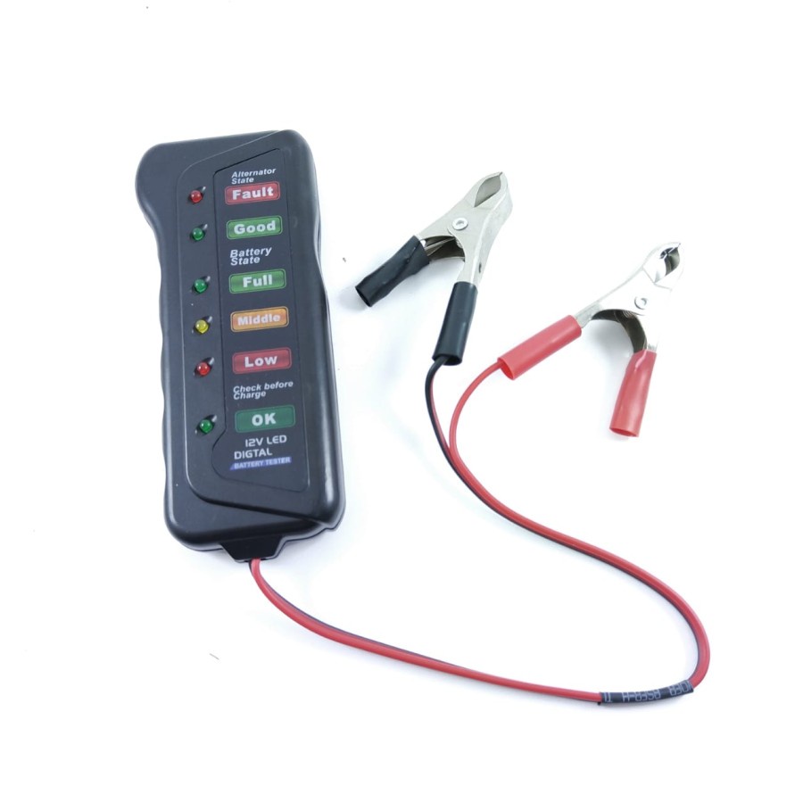 Batre Tester 12v Baterai Digital Aki Motor Battery Dinamo Alternator 12 Volt 6 Led