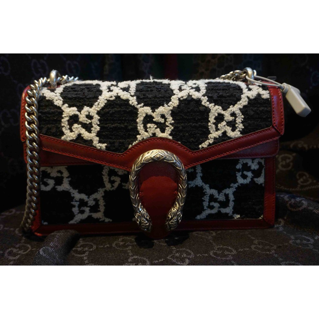 Tas Selempang Rantai Wanita Gucci Red Black White