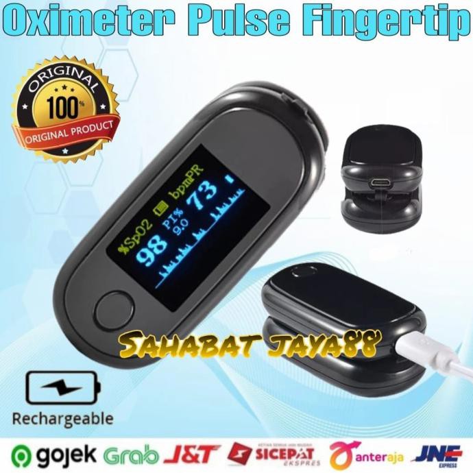 Fingertip Oximeter Pulse USB Charger Pengukur Detak Jantung Oksigen