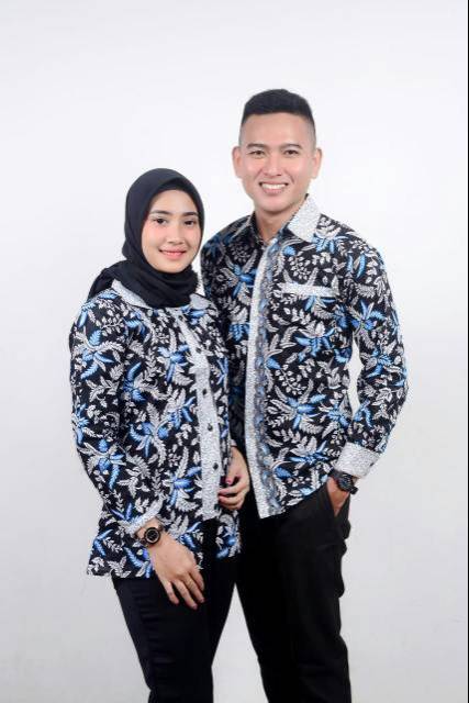 Couple batik sragam Motif blarak biru