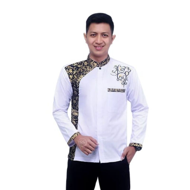 kemeja kombinasi batik / kemeja lengan panjang / kemeja batik/kemeja kombinasi pria / kemeja batik  pria /kemeja pria batik