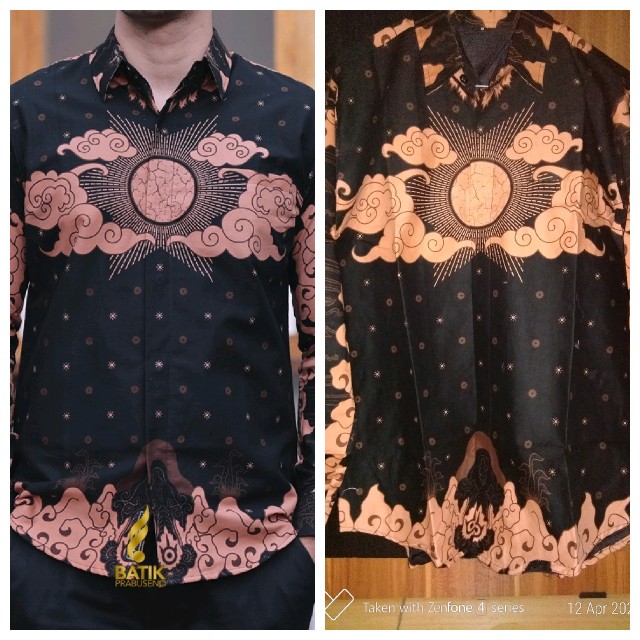 Megasurya Kemeja Batik Pria Lengan Panjang Slimfit Katun Printing Hem Baju Seragam Kantor Modern