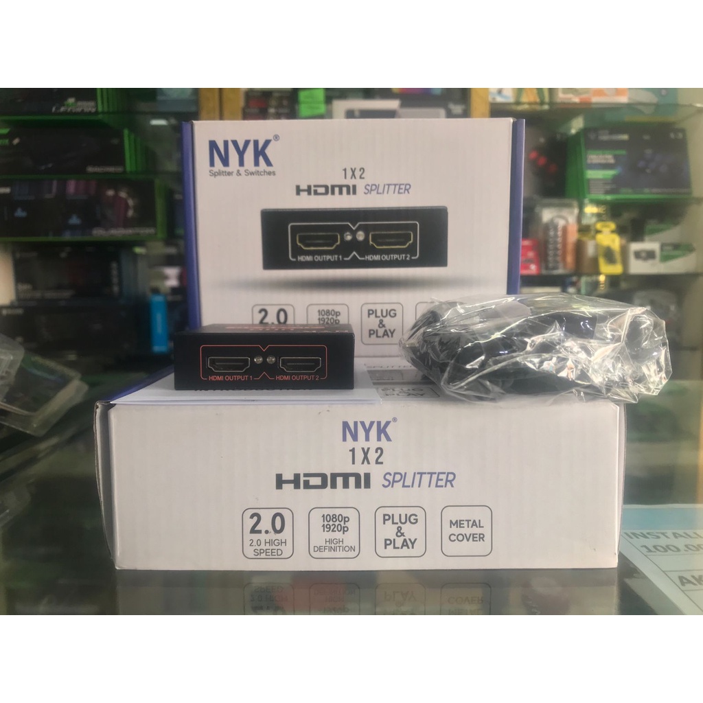 HDMI SPLITTER 2 PORT / 4 PORT NYK 4K + Adaptor 2A