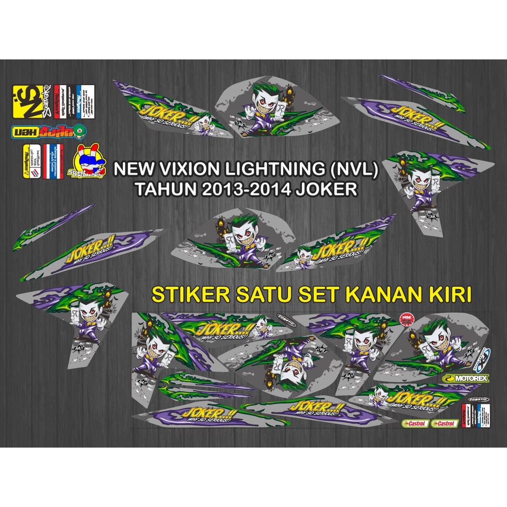STIKER STRIPING MOTOR NEW VIXION LIGHTNING (NVL) TH 2013-2014 MOTIF JOKER