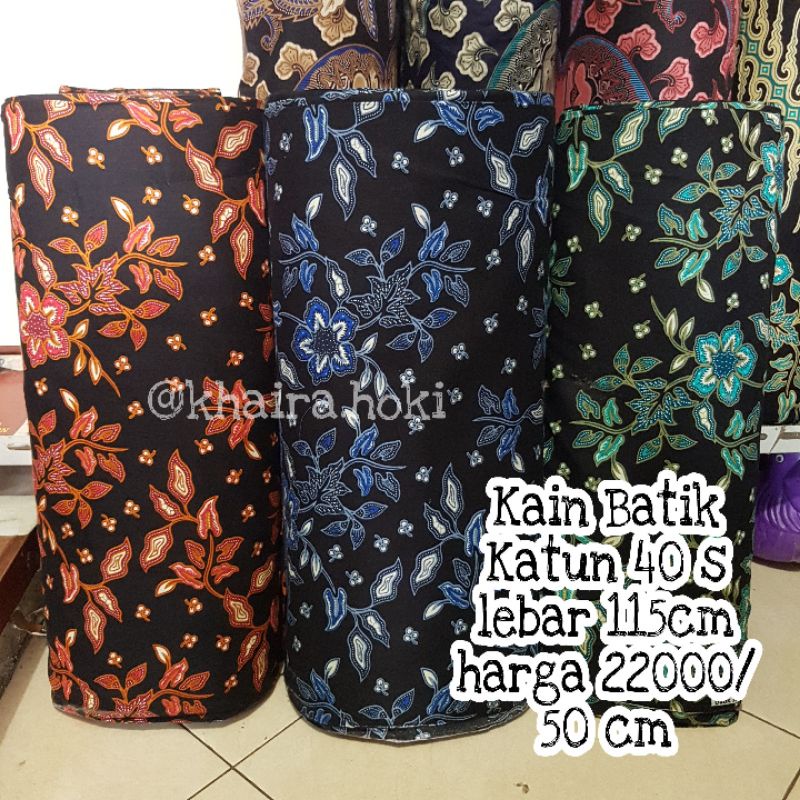 kain batik katun motif daun bunga /kain batik katun modern