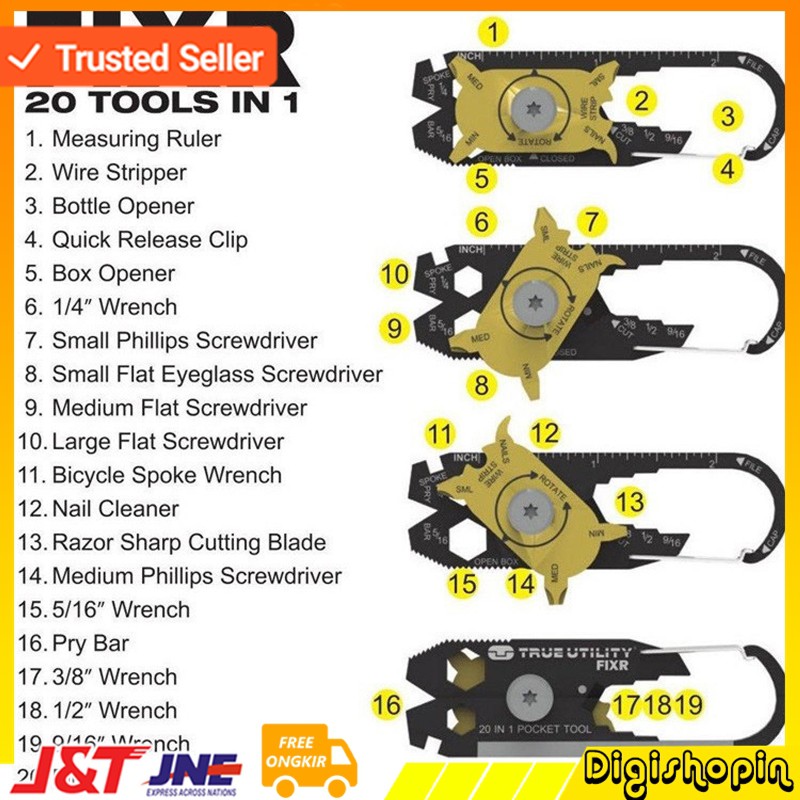 Gantungan Kunci All In One Multifungsi Karabiner Keychain Tactical Carabiner Key Ring Utility Pocket