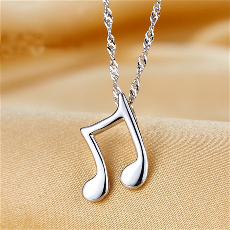 [Ready Stock]Fashion Personality Musical Note Pendant Silver Necklace