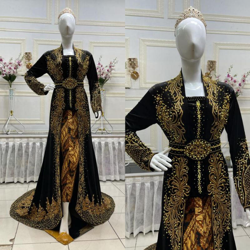 GAUN PENGANTIN BELUDRU BEREKOR  MEWAH MURAH MODERN//BAJU ADAT JAWA//MINANG//KEBAYA