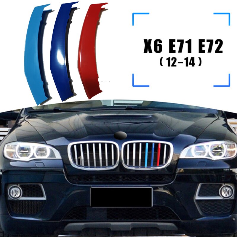 Klip Grill Gill 3 Warna untuk BMW X5 E70 E53 F15 G05 X6 E71 E72 F16 G06 1999-2020 Car Racing Grille Strip Trim Clip Sport Accessories