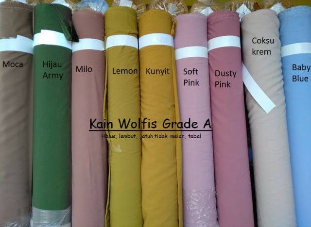 Kain Wolfis Grade A kelipatan 50cm Bahan Wolvis Premium Tebal