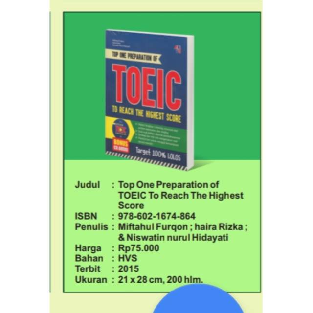 BUKU ORI - Buku TOP ONE PREPARATION OF TOIEC (2015)