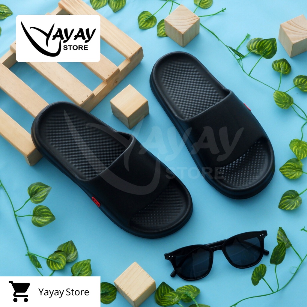 Sandal slop pria EVA / Sandal rumah laki laki / Sendal slop pria / Sandal slide pria / Sandal slop / Sendal slop 39 s/d 44-Hitam