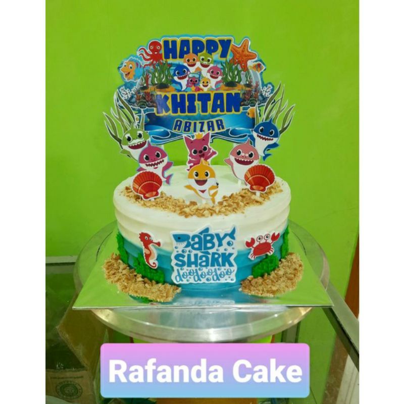 topper kue ulang tahun baby shark toper kue ultah custom nama