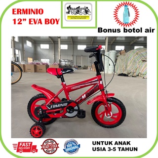Sepeda BMX anak 12” ERMINIO Ban EVA anti kempes UNTUK anak laki usia 2-4 tahun BONUS BOTOL AIR