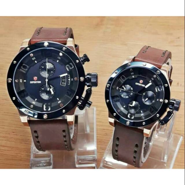 JAM TANGAN COUPLE EXPEDITION GOLD BLACK CHRONO EXP6381 ORIGINAL