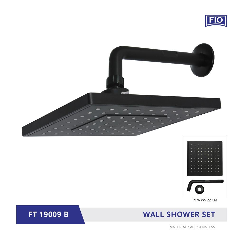 Wall Shower Kotak Jumbo 8 inch Hitam/19001B - Shower Mandi Tanam Tembok Pancuran air Black F35BL