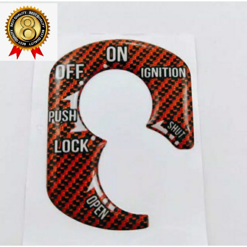 Sticker Timbul Emblem Tutup kunci All Beat Vario Karbon Merah