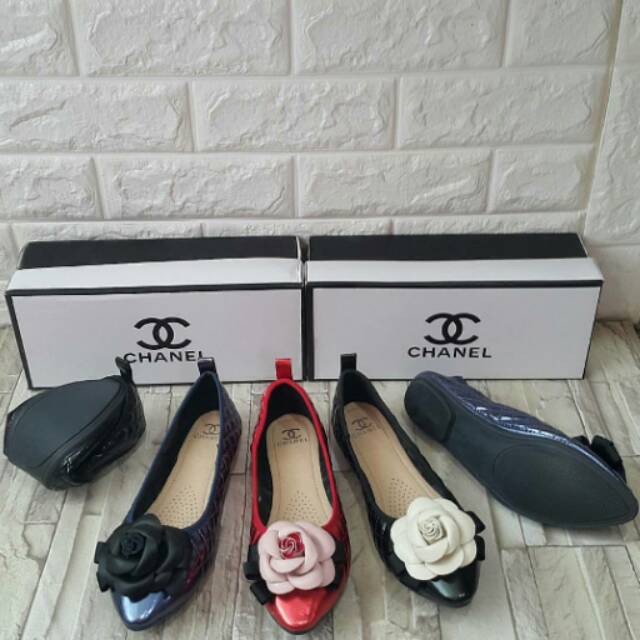 SEPATU WANITA FLATSHOES CHANEL FLOWER