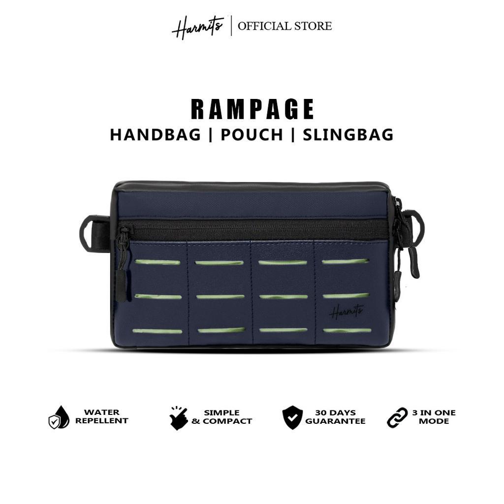 ARM x Harmits Project NITRO Clutch Pria Warna navy Multifungsi (Hand bag + Sling bag + Hanging bag) Bahan Bimo Nilon Waterproof