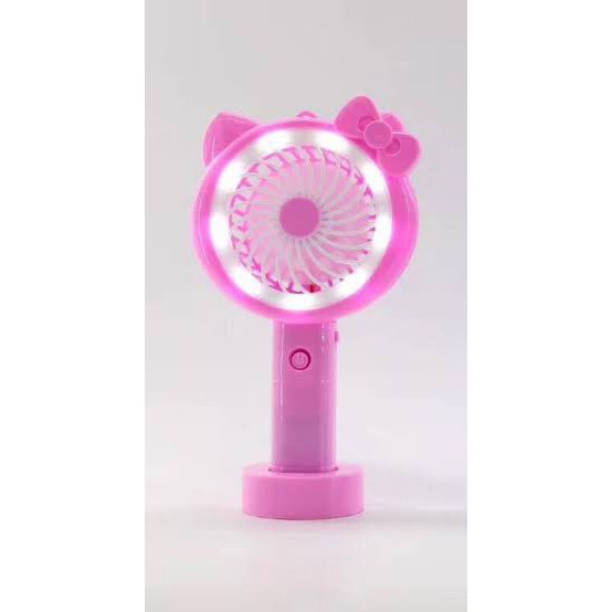 Kipas Angin Mini Tancap Genggam Lipat Portable LED Karakter Hello Kitty Original Murah