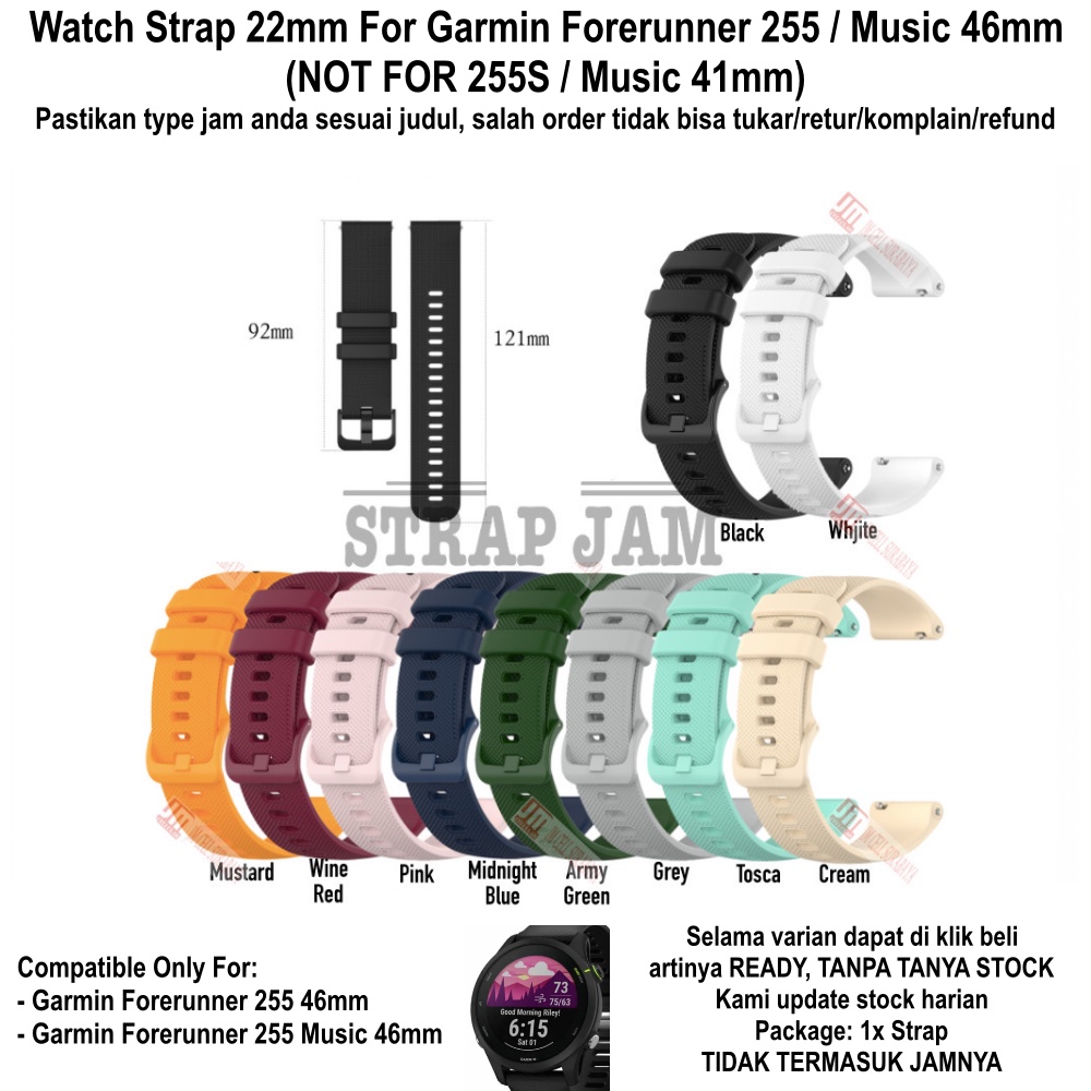 OYE Strap Garmin Forerunner 255 / Music 46mm - Tali Jam 22mm Silikon Rubber Lentur