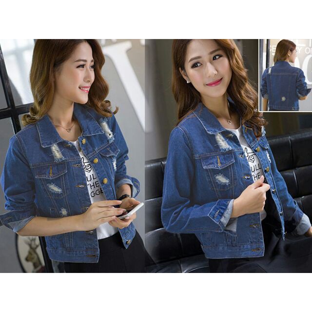 JAKET FANIA  BAHAN JEANS WASHED TEBAL FIT L TERMURAH