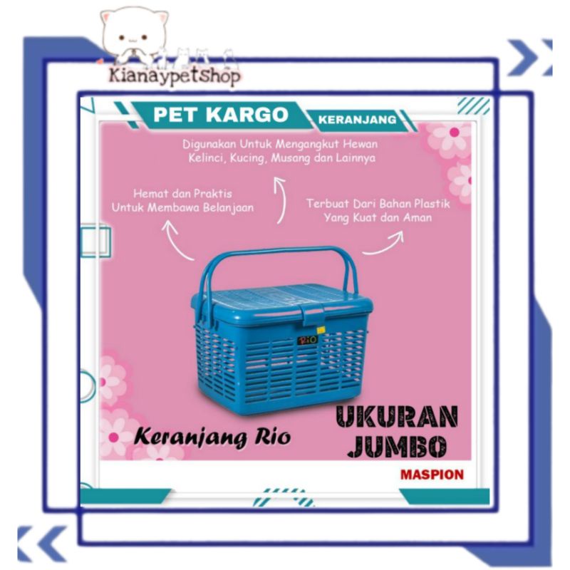Kandang Kucing Keranjang Rio Pet Carrier Cargo Large Maspion