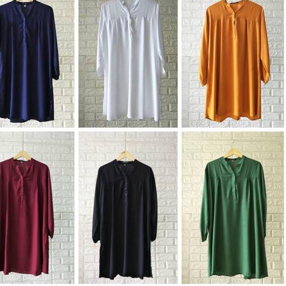 ♡ Tunik Polos - ijo Botol - Dark Green - Tunik Rayon - Fathin Basic - Long Tunik ➭