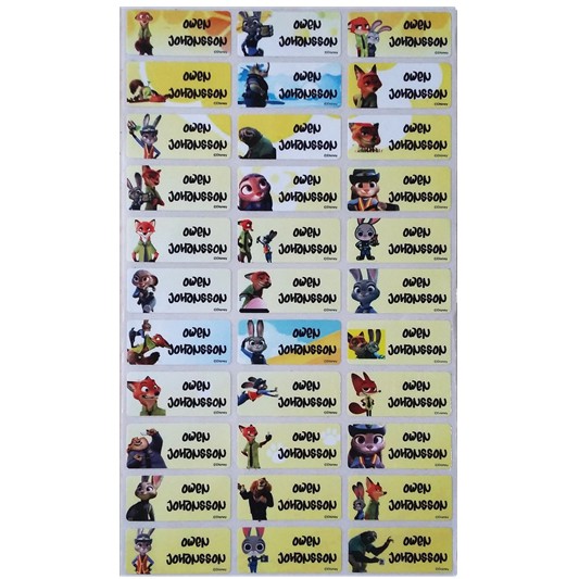

Stiker Sticker Label Nama Anak Waterproof Size M L Zootopia binatang animal