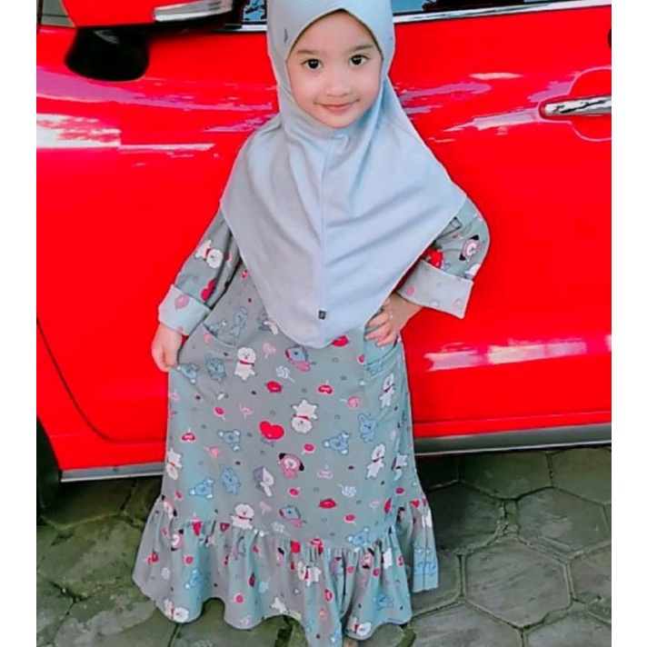 GAMIS anak ruffle BTS IMPORT 2-8 tahun/gamis anak kekinian/gamis anak viral/gamis anak BTS COD