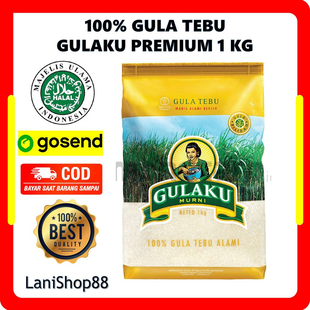 

GULAKU 1kg 100% Gula Pasir Tebu Manis Alami Murni Bersih Premium Asli Halal Bpom Murah Gosend Ready