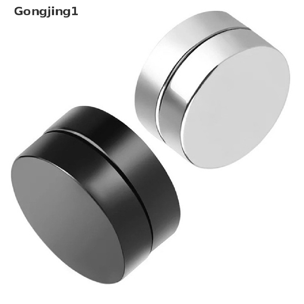 Gongjing1 3pcs / set Anting Magnet Tanpa Tindik Ukuran 6 / 8 / 10mm Gaya Punk Untuk Pria