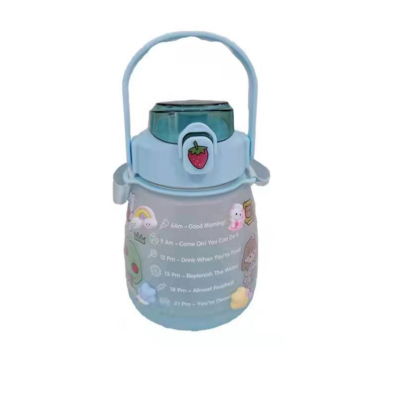 [SKY Grosir] Botol Minum Pelangi 2 Liter 2L (Botol Motivasi Warna Gradasi 2000mL)-1 Warna/Hijau 1300ml