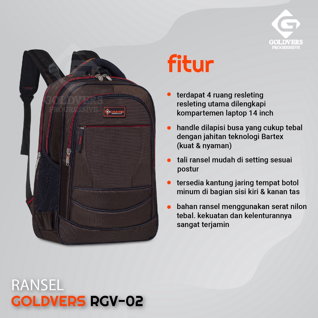 Tas Ransel Kerja Pria Goldvers Tas Laptop 15 inch Free Raincover - Distributor Tas