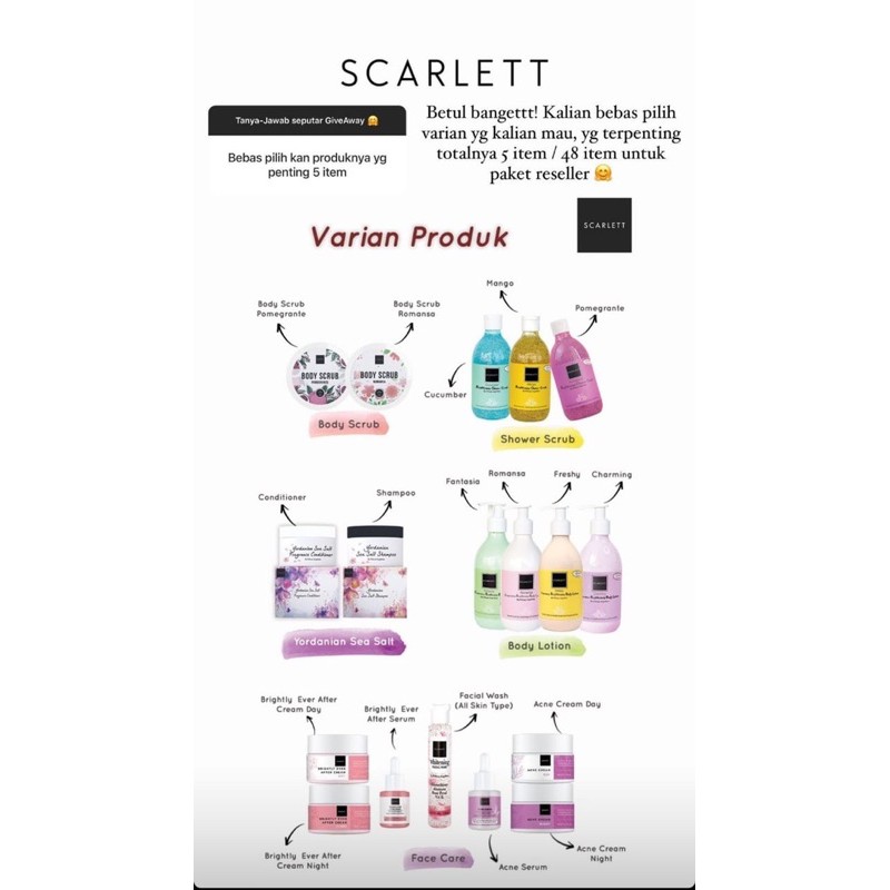 SCARLETT WHITENING 5 PRODUK BOLEH MIX