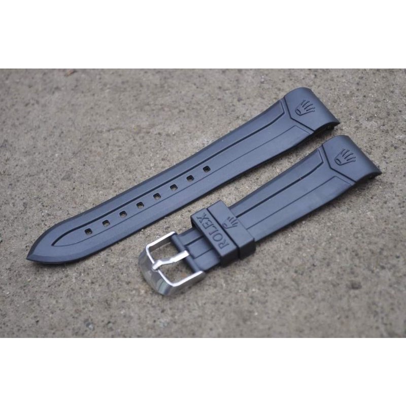 STRAP TALI JAM TANGAN ROLEX 20MM RUBBER KARET SILICONE ROLEX 20MM BLACK PREMIUM WATCH BEND MANTULL