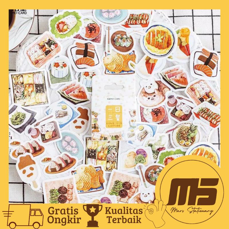 

[ 45 PCS ] Sticker Kawai Makanan Lucu untuk Scrapbook Jurnal Diary DIY | Mars Stationary