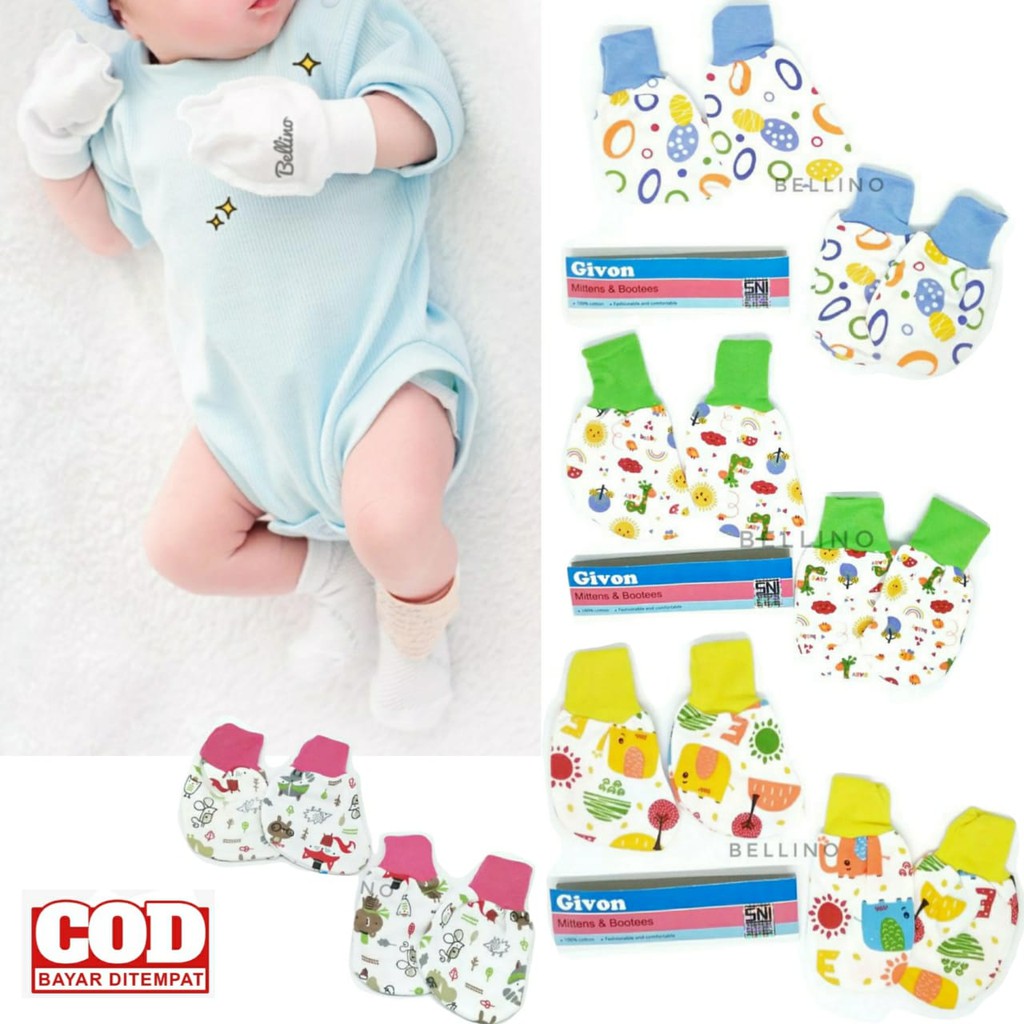 SNI Set Sarung Tangan Kaki Baby New Born / Sepasang Sarung Tangan + Kaos Kaki Bayi Katun Lembut