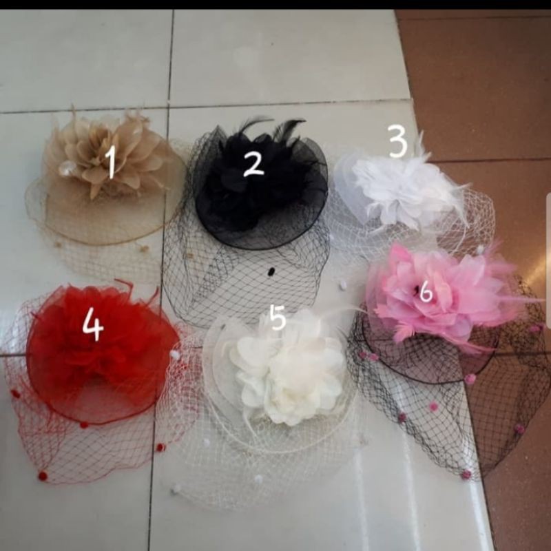 Headpiece Jala Totol-Jepit Jala Fascinator Pesta