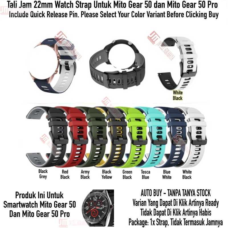 Strap Mito Gear 50 / Gear 50 Pro - Tali Jam Tangan 22mm Dual Tone Rubber Silikon