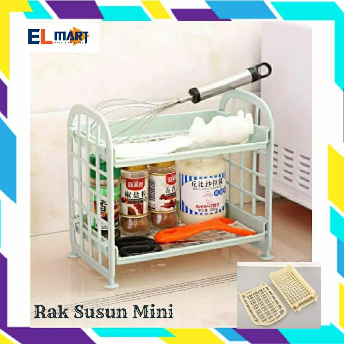 Elmart Rak Plastik Mini Serbaguna 2 Susun Rak Meja Dapur Kosmetik RK01