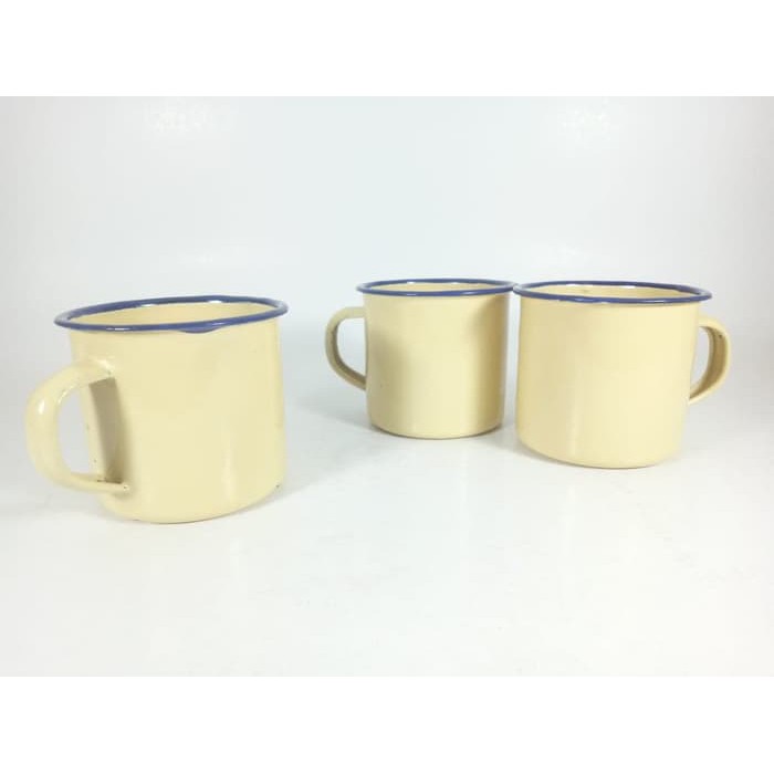 Gelas Mug Cangkir Kecil Enamel Seng Kaleng Blirik Blurik Jadul Polos
