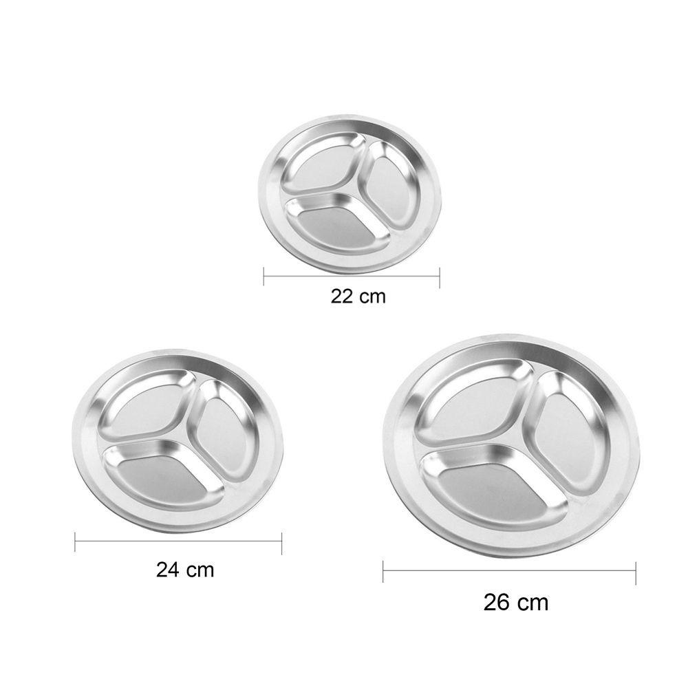 [Elegan] Piring Makan Grid Diameter Bulat Perlengkapan Sekolah Snack Kantin Alat Divided Dish