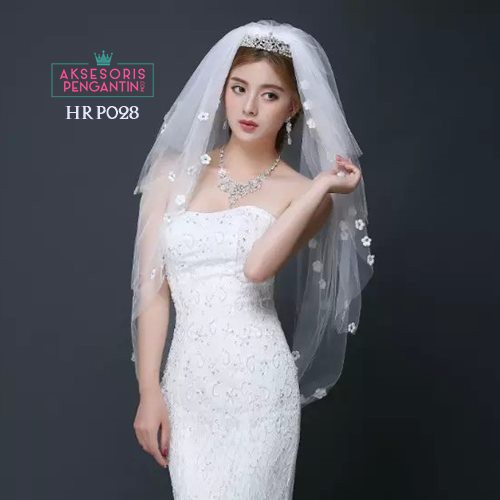 [BISA COD] AKSESORIS KEPALA LACE VEIL PENGANTIN KERUDUNG WEDDING HRP028