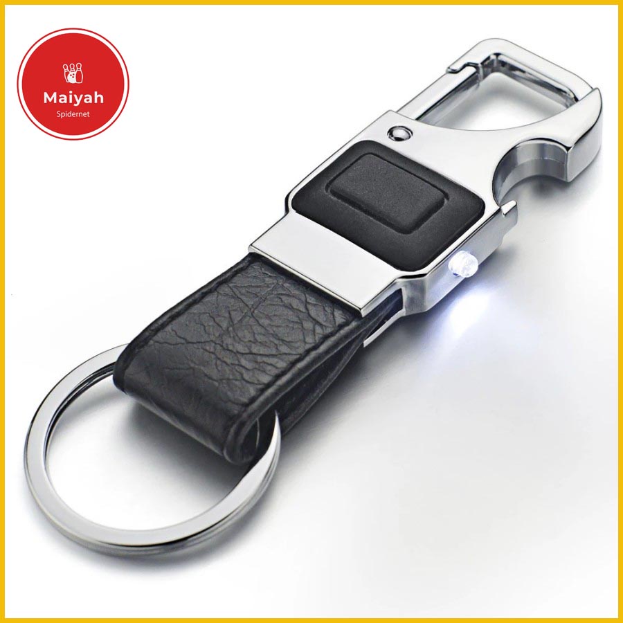 Gantungan Kunci Rumah Mobil Motor LED Carabiner Pembuka Botol Kulit gatungan kuci karabiner