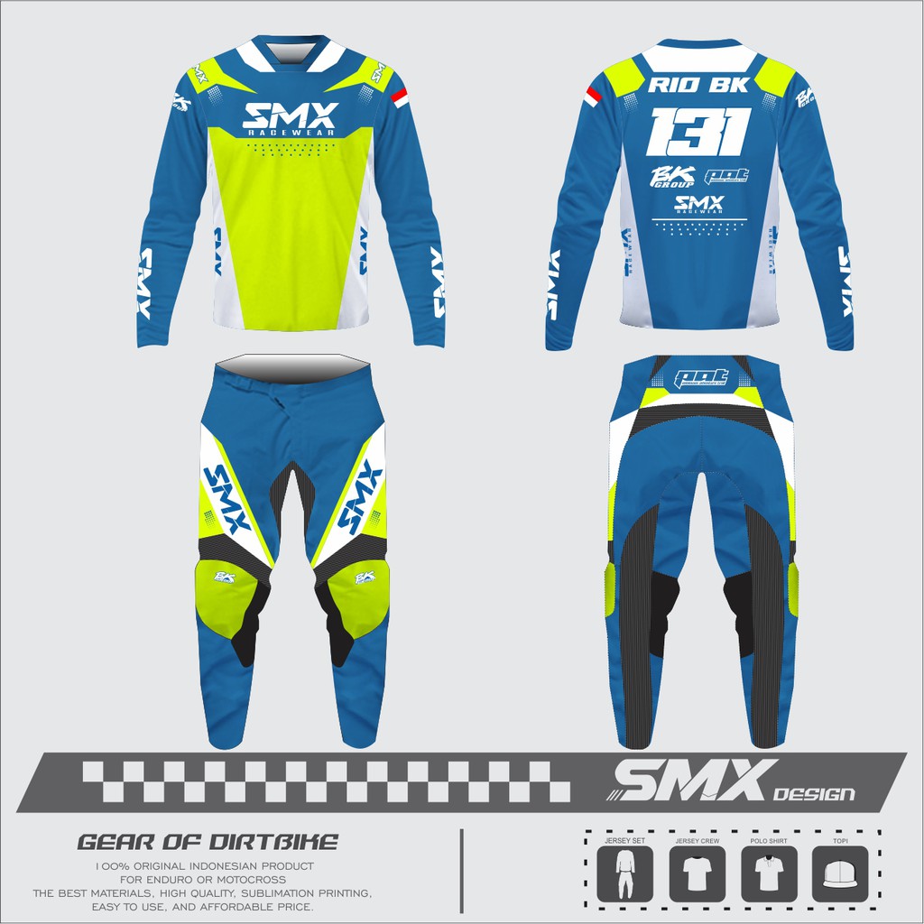 SMX DESIGN - Premium Gear Set Jersey set jerset untuk enduro motocross trabas grastraks