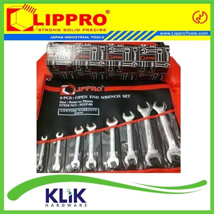 Lippro Kunci Pas Set 8 Pcs 6 - 24 mm - Double Open End Spanner