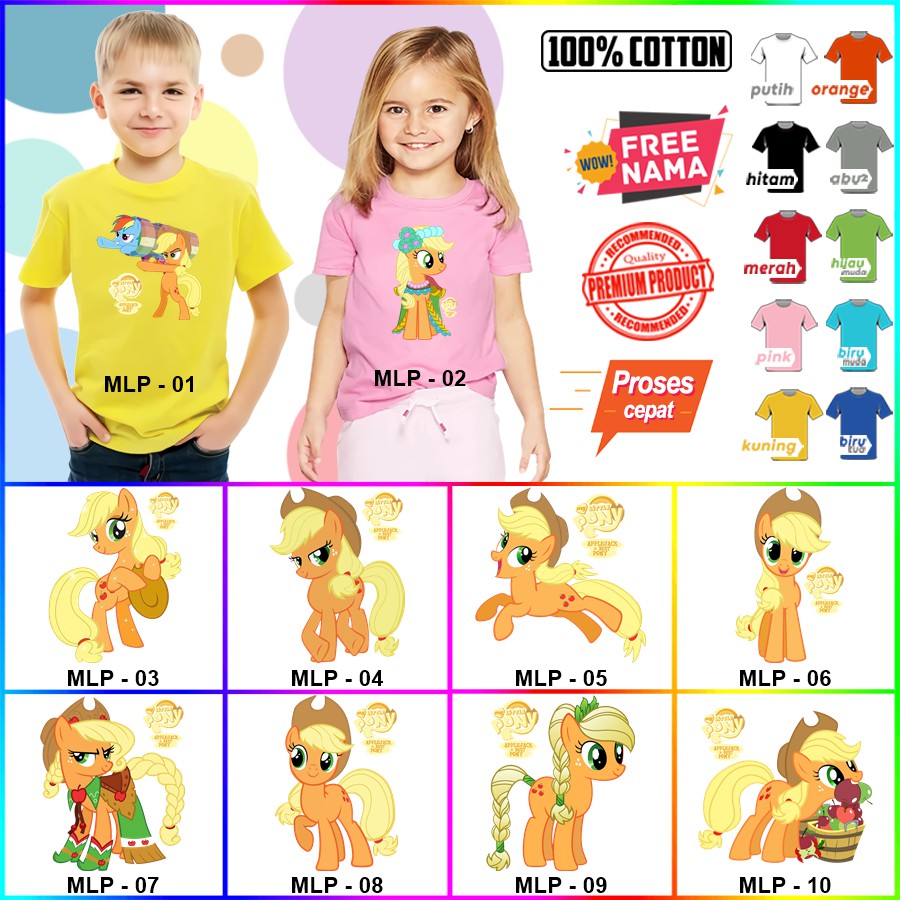 Baju Kaos ANAK DAN DEWASA MY LITTLE PONY COUPLE (FREE NAMA)