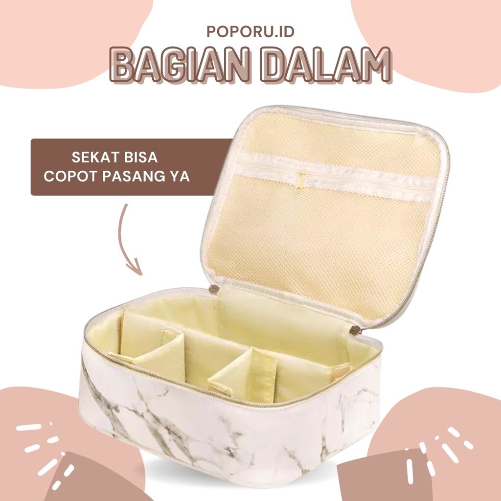 POPORU LYRA MARBLE TAS KOSMETIK - Marble pouch motif tempat make up - travel bag marmer